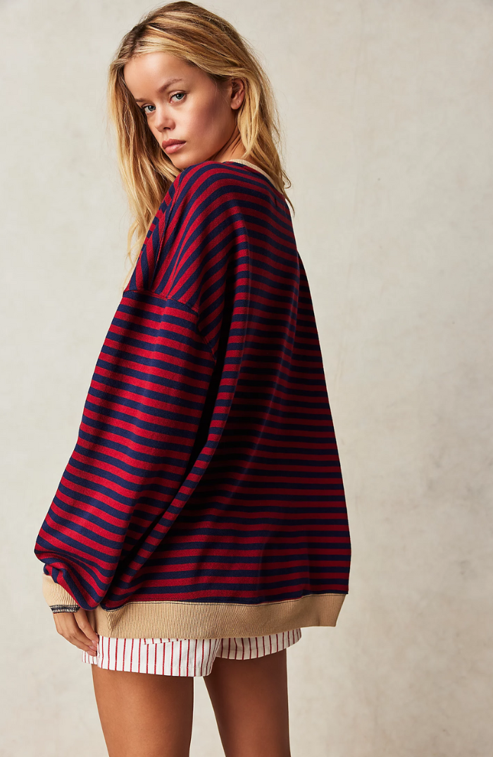 Mina - Übergroßer Gestreifter Pullover
