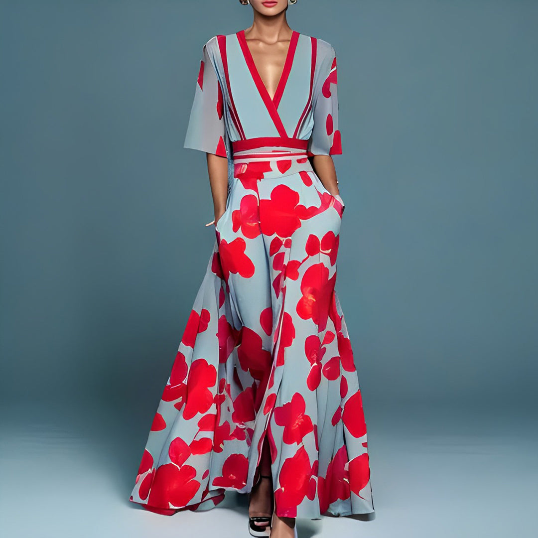 Greta - Elegantes V-Ausschnitt-Kleid