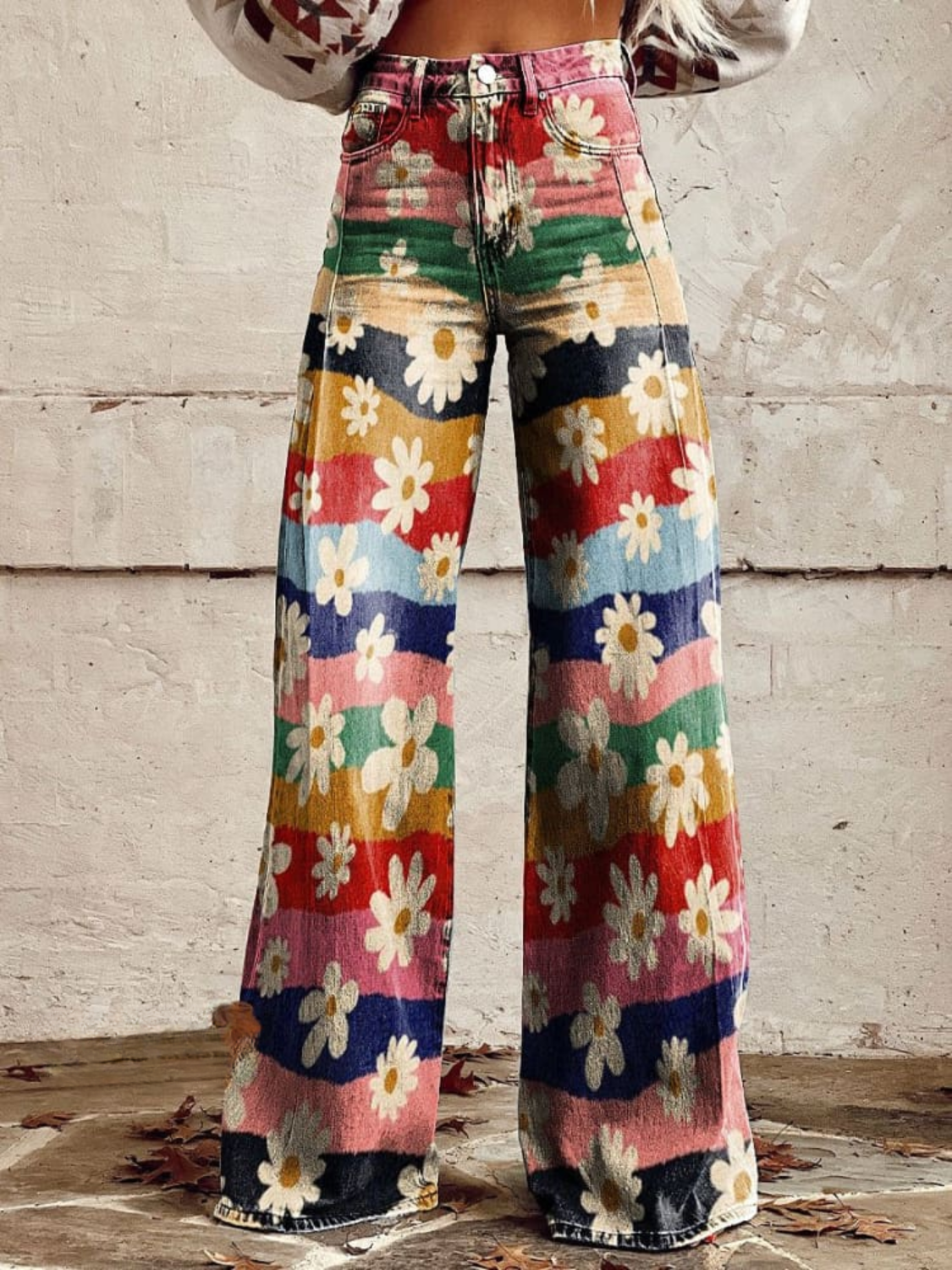 Katherine - Retro Floral Weite Hose