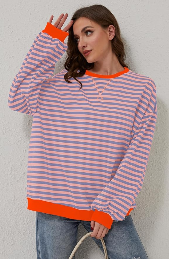 Mina - Übergroßer Gestreifter Pullover