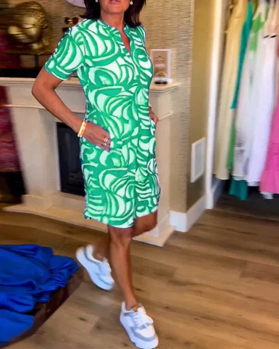 Trudy - Lebendiges Kleid mit V-Ausschnitt