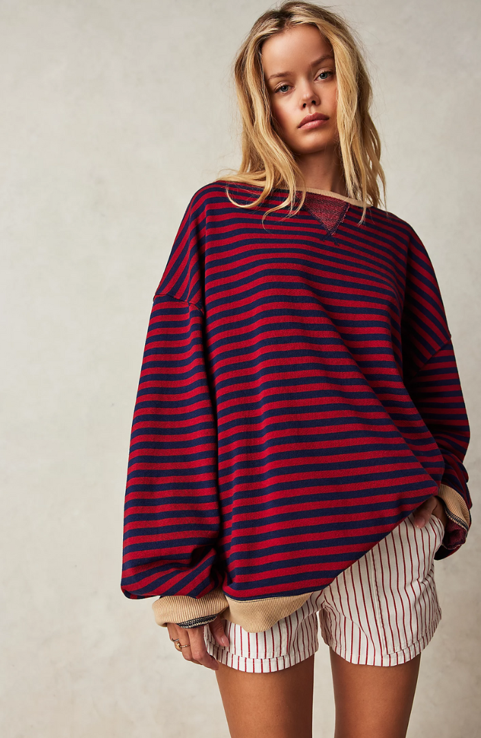 Mina - Übergroßer Gestreifter Pullover