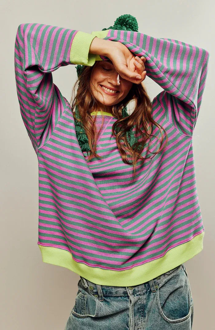 Mina - Übergroßer Gestreifter Pullover