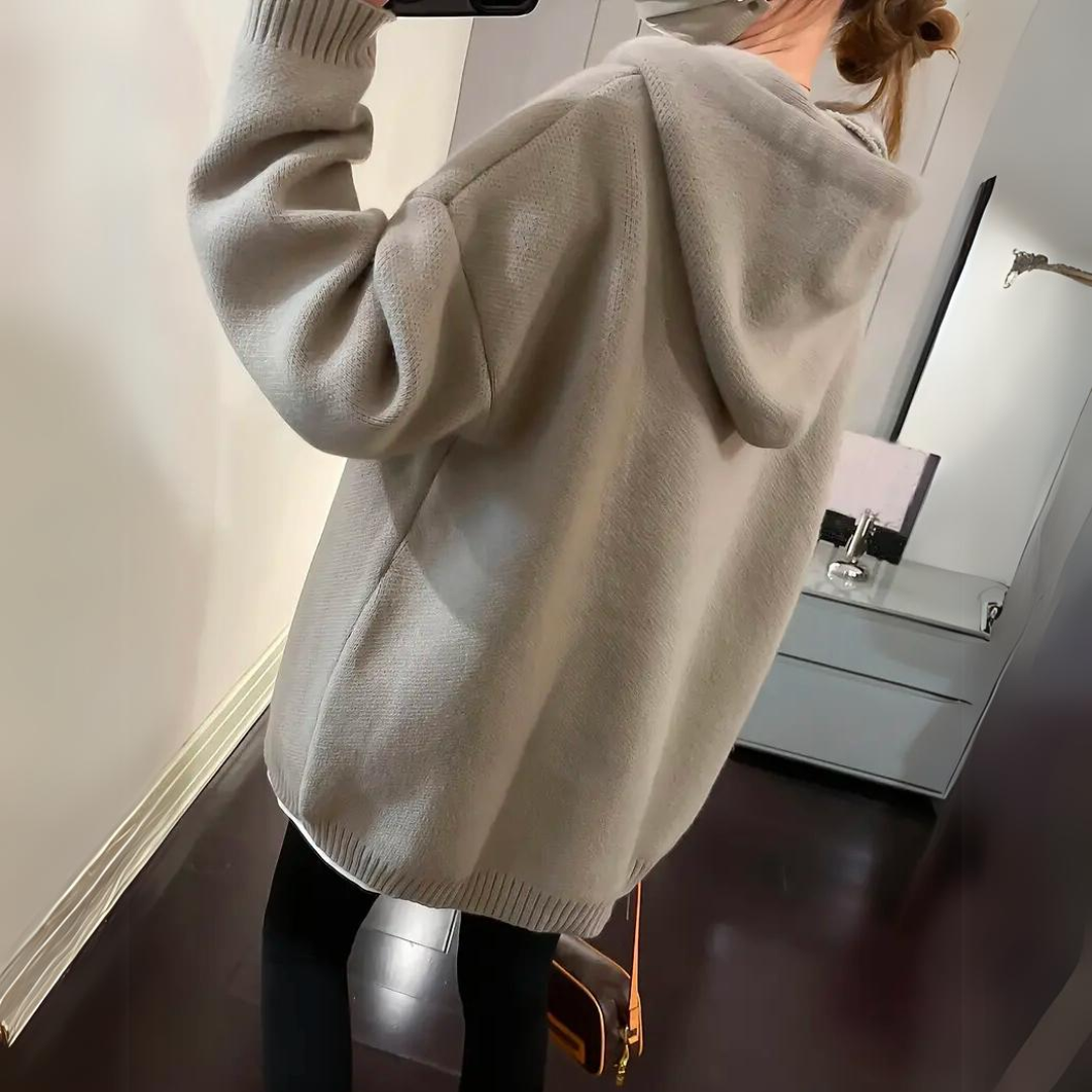 Smiley - Übergroßer Strick-Hoodie