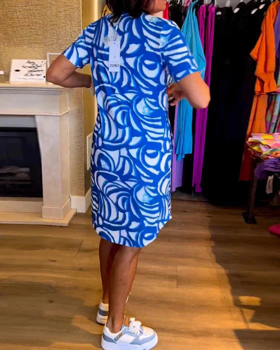Trudy - Lebendiges Kleid mit V-Ausschnitt