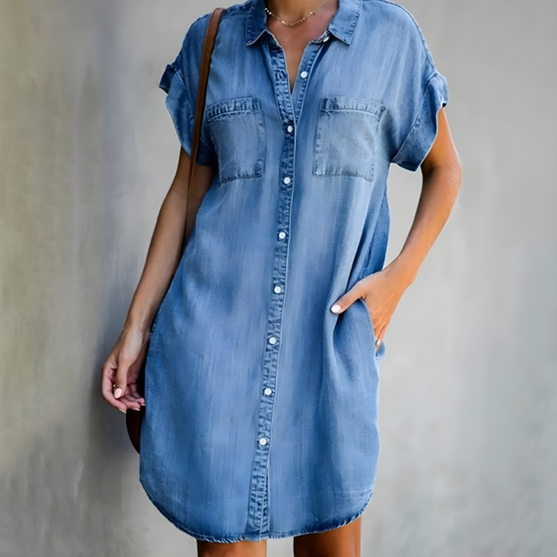 Aurora - Baumwoll-Denim Hemdkleid