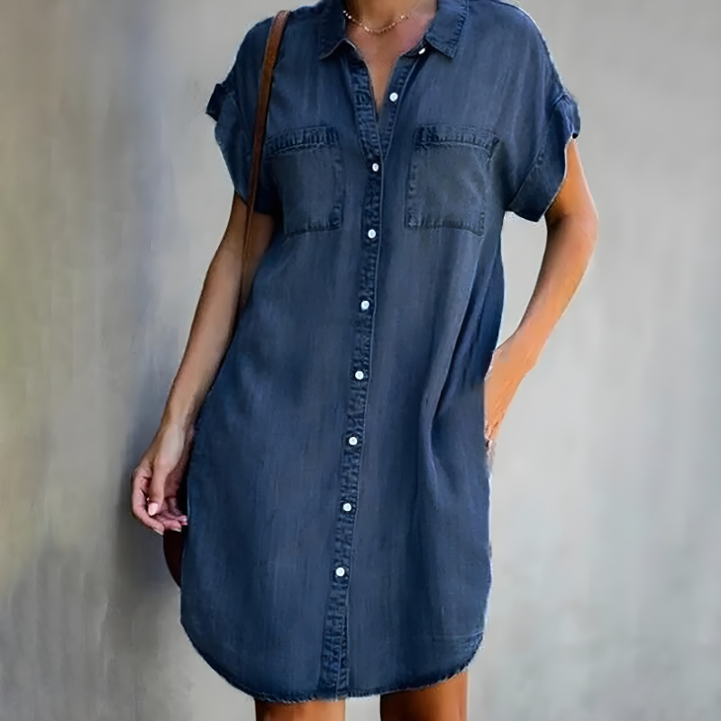 Aurora - Baumwoll-Denim Hemdkleid