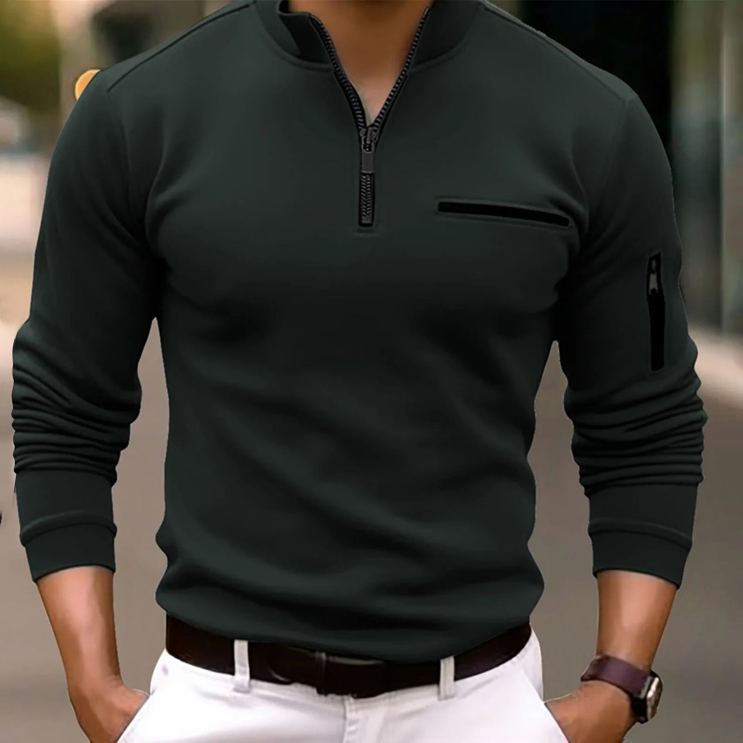 Maxwell - Langärmeliges Zip-Polo
