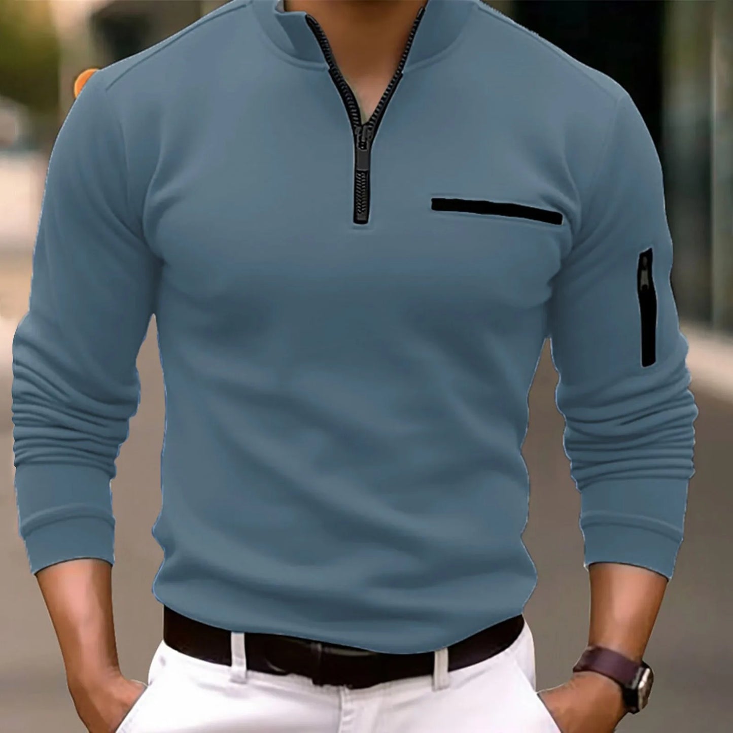 Maxwell - Langärmeliges Zip-Polo