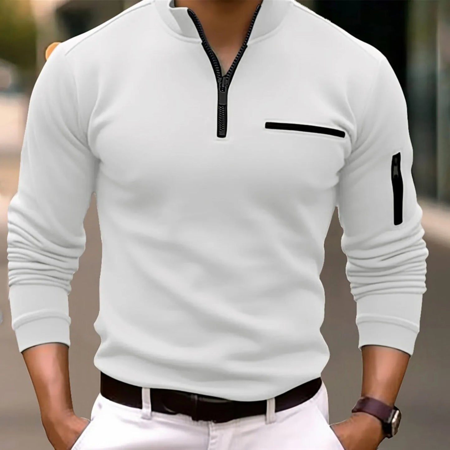 Maxwell - Langärmeliges Zip-Polo