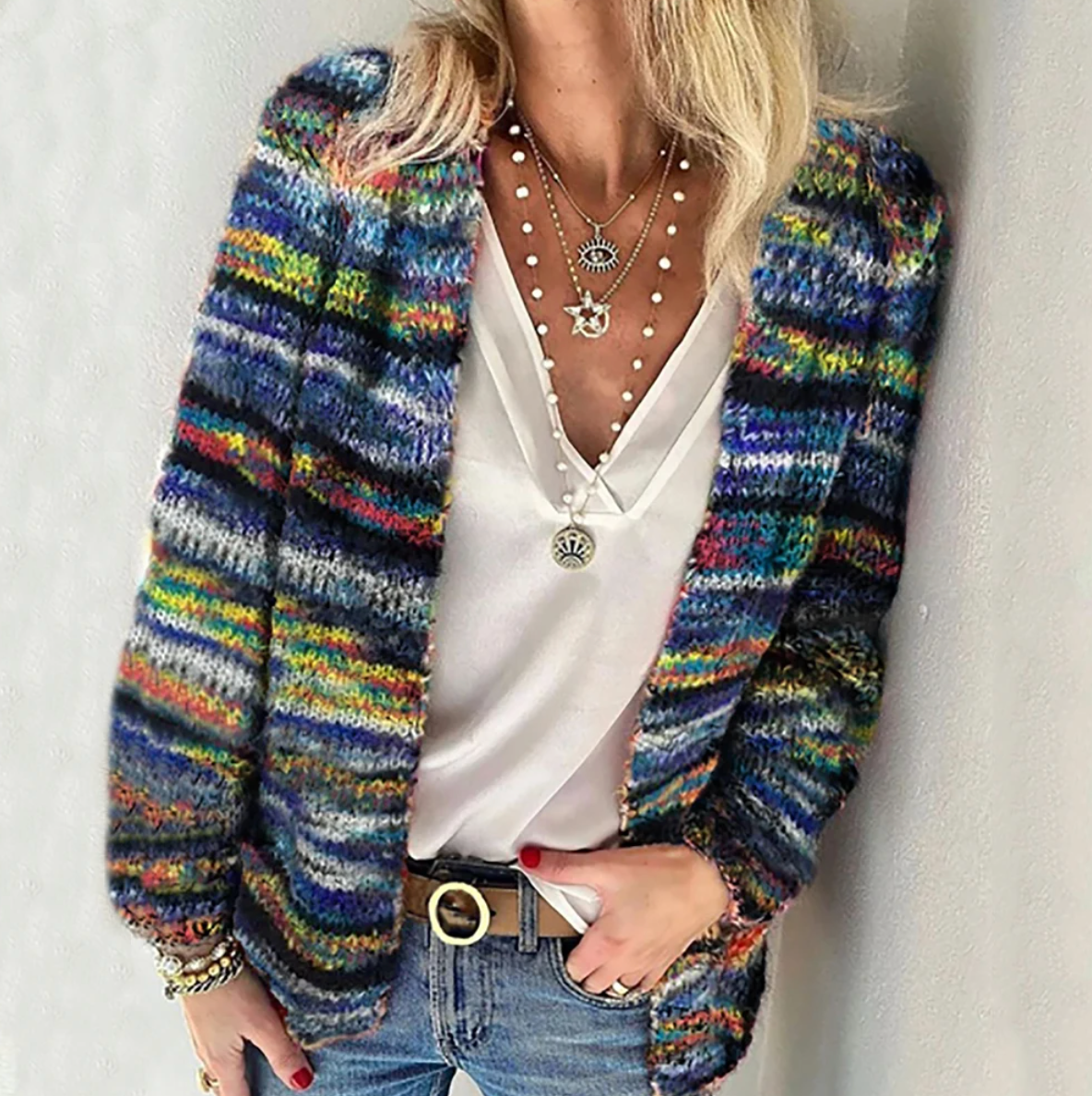 Lillie - Gemütliche Gestreifte Strickjacke