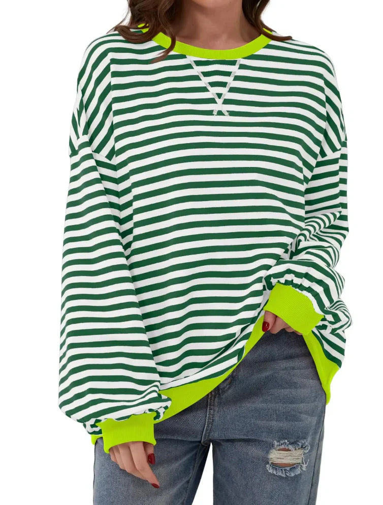 Mina - Übergroßer Gestreifter Pullover