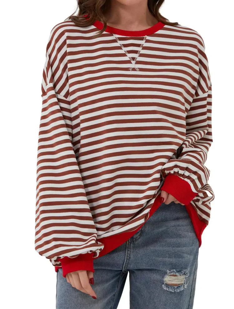 Mina - Übergroßer Gestreifter Pullover