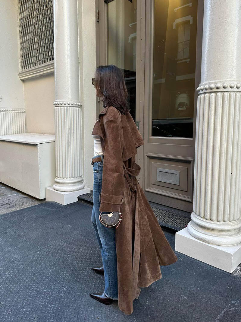 Utes - Klassischer Wildleder-Trenchcoat
