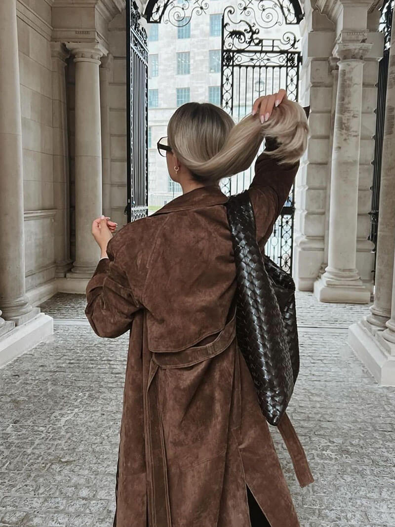 Utes - Klassischer Wildleder-Trenchcoat