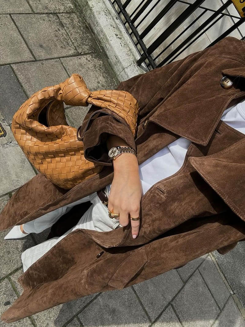 Utes - Klassischer Wildleder-Trenchcoat