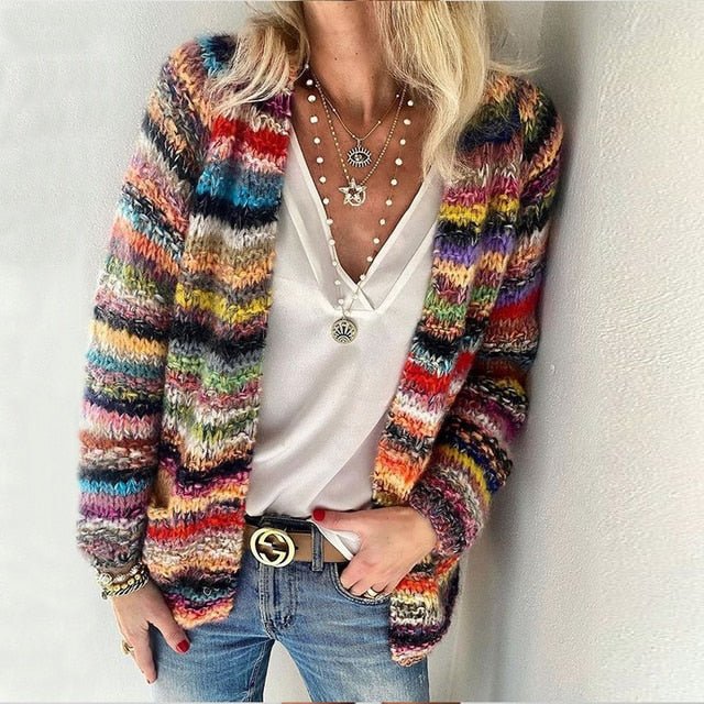 Lillie - Gemütliche Gestreifte Strickjacke