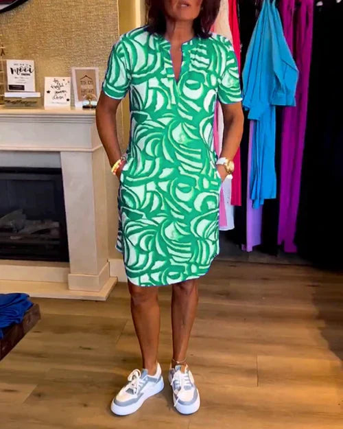 Trudy - Lebendiges Kleid mit V-Ausschnitt