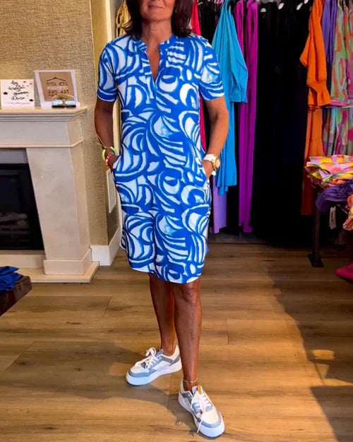 Trudy - Lebendiges Kleid mit V-Ausschnitt