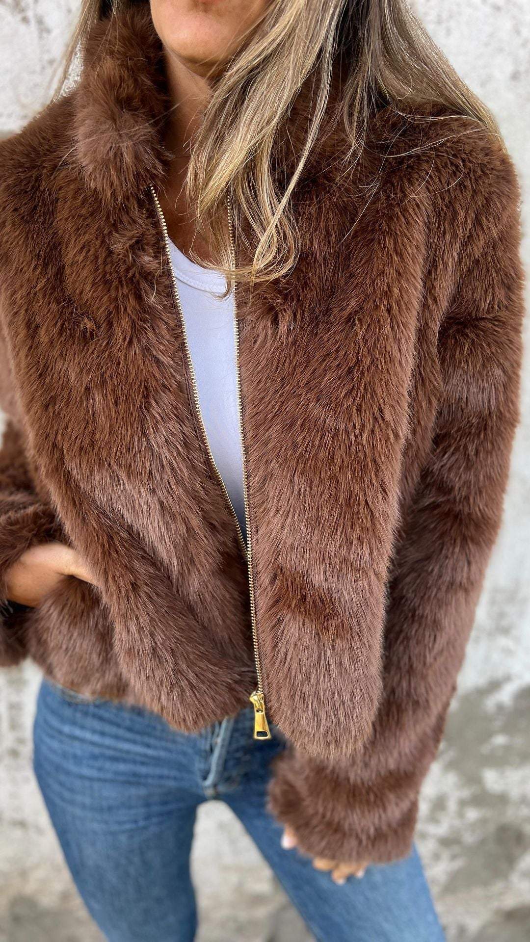 Kaylen | Eleganter Pelz-Zipmantel