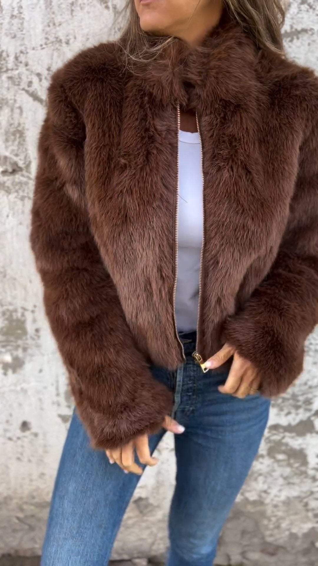 Kaylen | Eleganter Pelz-Zipmantel